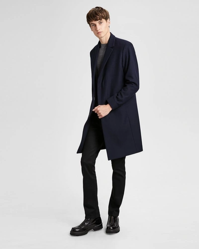 Theory Melton Wool Topcoat In Navy Eclipse