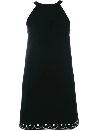 Miu Miu Embellished Cady Mini Dress In Black