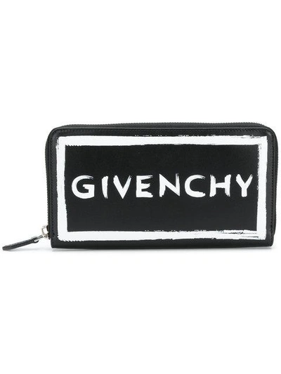 Givenchy Black Logo Zip Around Wallet