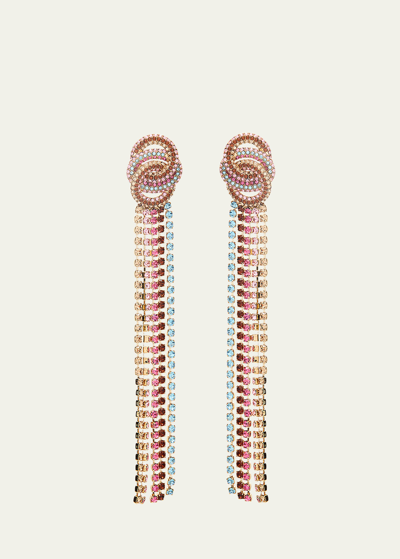 Oscar De La Renta Infinity Crystal Fringe Earrings In Rainbow