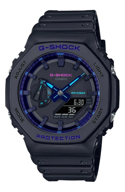 G-shock Ga2100 Ana-digi Resin Watch, 48.5mm In Black And Blue