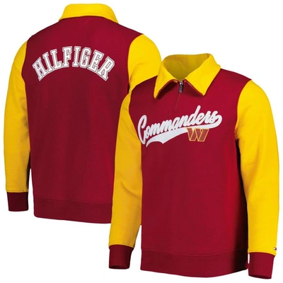 Tommy Hilfiger Burgundy/gold Washington Commanders Aiden Quarter-zip Sweatshirt In Burgundy,gold