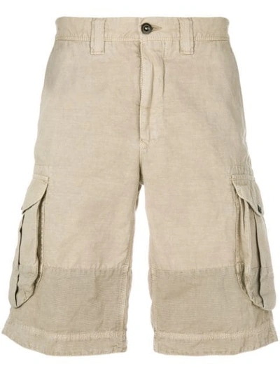 Incotex Mid-rise Straight-leg Cotton Cargo Shorts In Beige