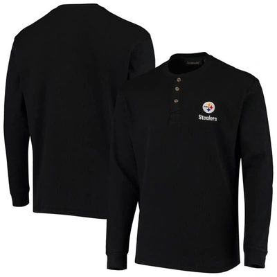Dunbrooke Black Pittsburgh Steelers Logo Maverick Thermal Henley Long Sleeve T-shirt