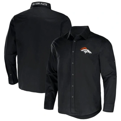 Nfl X Darius Rucker Collection By Fanatics Black Denver Broncos Convertible Twill Long Sleeve Button