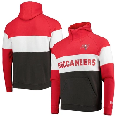 New Era Heather Charcoal/red Tampa Bay Buccaneers Colorblock Current Pullover Hoodie