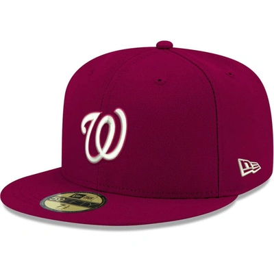 New Era Cardinal Washington Nationals White Logo 59fifty Fitted Hat