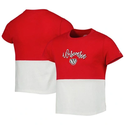 League Collegiate Wear Kids' Girls Youth  Red/white Wisconsin Badgers Colorblocked T-shirt In Red,white
