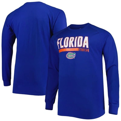 Profile Men's Royal Florida Gators Big And Tall Two-hit Raglan Long Sleeve T-shirt