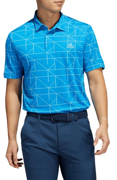 Adidas Golf Jacquard Polo Shirt In Blue Rush/ Semi Mint Rush
