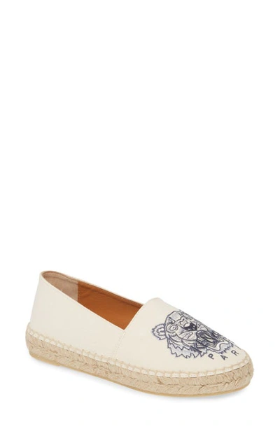Kenzo White Tiger Embroidered Espadrille In Putty