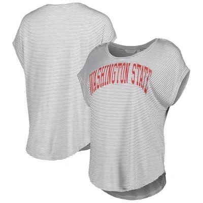 Camp David White/charcoal Washington State Cougars Day Trip Striped Scoop Neck T-shirt