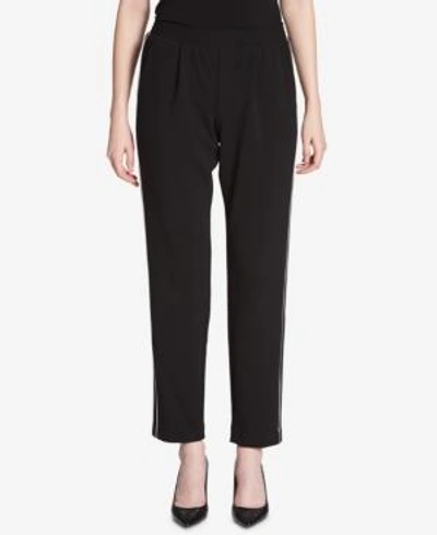 Calvin Klein Piped Straight-leg Pants In Black