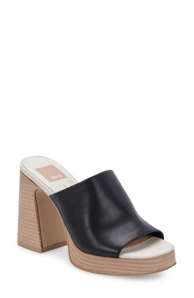 Dolce Vita Women's Lukas Slip-on Platform Sandals Women's Shoes In Black Leather