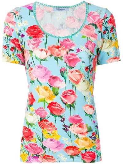Blumarine Embroidered Trim Floral T-shirt