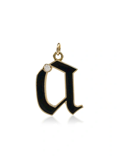 Foundrae Diamond Point A Initial Charm In Black