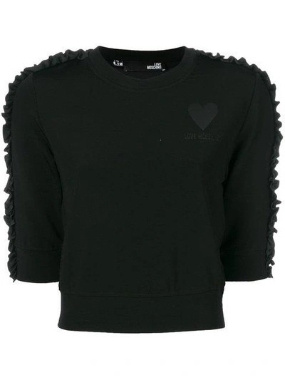Love Moschino Cropped Ruffle Trim Sweatshirt