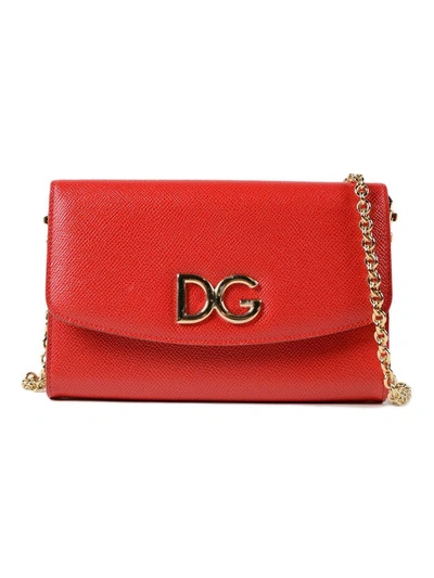 Dolce & Gabbana Logo Shoulder Bag In Rosso