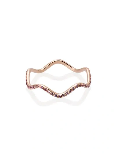 Sabine Getty Rose Gold And Pink Topaz Wave Band - Metallic