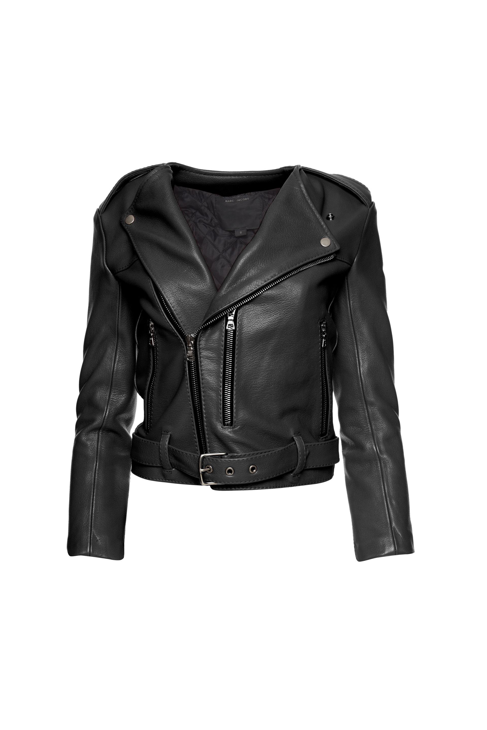 Marc Jacobs Cropped Leather Moto Jacket In Black | ModeSens
