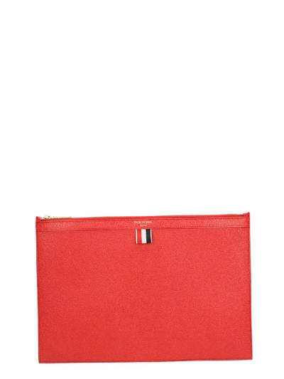 Thom Browne Zipper Folio Pochette In Red