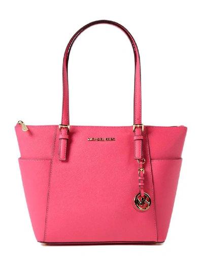 Michael Kors Jet-set Top Zipped Tote In Pink & Purple