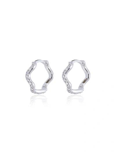 Sabine Getty Diamond And Gold Wave Huggy Hoops In Silver