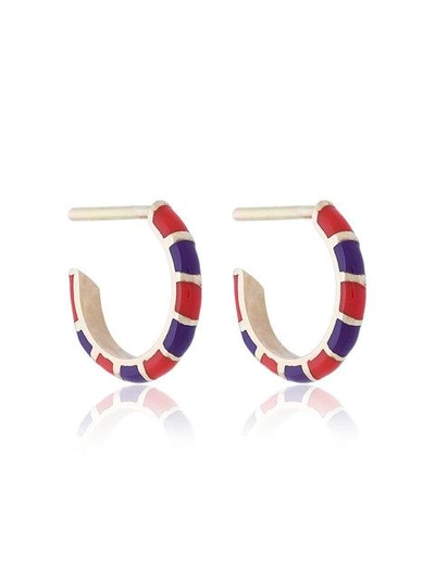 Alice Cicolini 14kt Yellow Gold Striped Hoop Earrings In Multicolour