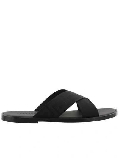 Versace Thong Sandal In Black