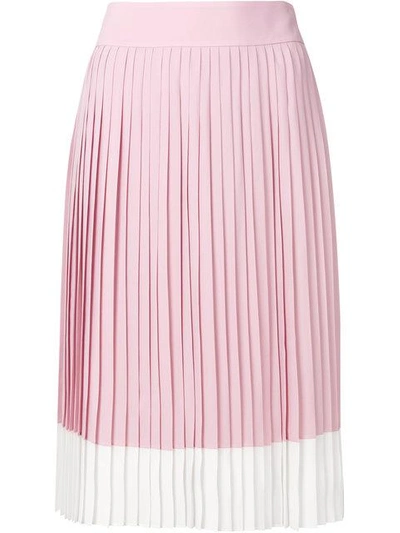 Jil Sander Navy Pleated Midi Skirt - Pink