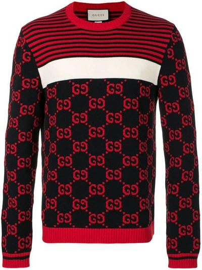 Gucci Gg Intarsia Knitted Sweater - Blue