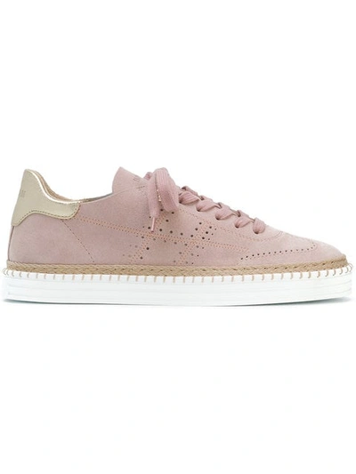 Hogan Perforated Low Top Trainers In Pink