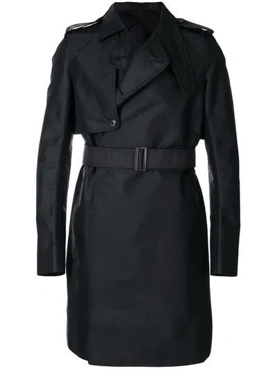 Rick Owens Asymmetric Trench Coat - Black | ModeSens
