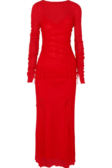 dvf red lace dress