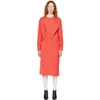 Lemaire Asymmetric Silk-blend Midi Dress In Red