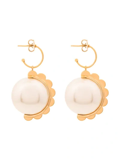 Simone Rocha Pearl Scalloped Earrings - White