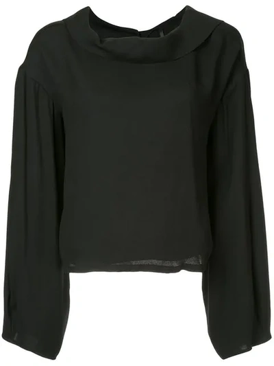Taylor Reversed Buttoned Blouse - Black