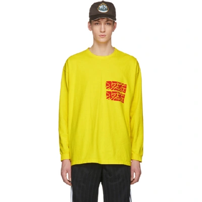 Some Ware Ssense Exclusive Yellow Long Sleeve Logo T-shirt In Lemon