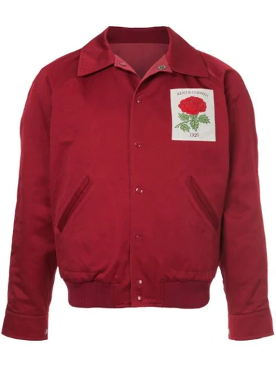 Kent & Curwen Rose Patch Bomber Jacket In Red