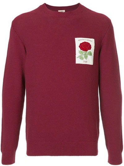 Kent & Curwen Embroidered Rose Sweatshirt In Red