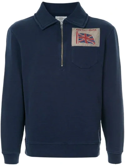 Kent & Curwen Zipped Neck Sweatshirt In Blue