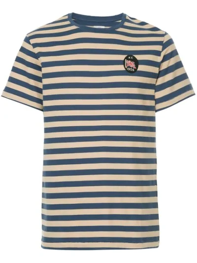 Kent & Curwen Logo Patch Striped T-shirt In Blue