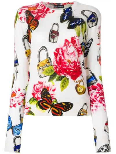 Dolce & Gabbana Printed Cashmere And Silk Cardigan In Multicolour