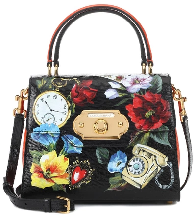 Dolce & Gabbana Welcome Handbag In Printed Hand-grained Calfskin In Black