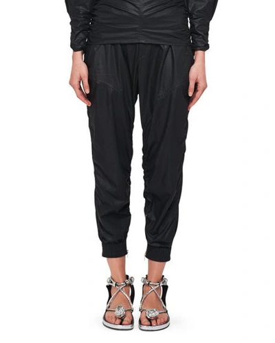 Isabel Marant Coated Cotton Slim-leg Pants In Black