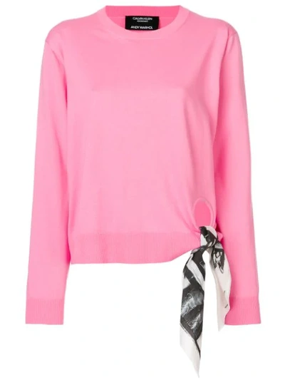 Calvin Klein 205w39nyc Crewneck Long-sleeve Sweatshirt W/ Bandana Tie In Rose Bloom