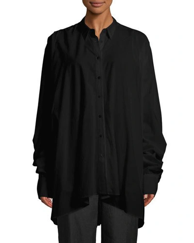 Urban Zen Long-sleeve Lantern Shirt In Black