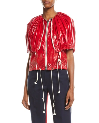 Calvin Klein 205w39nyc Fold-over Zip-front Nylon Vest In Scarlet