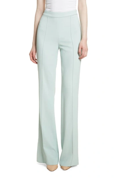 Alice And Olivia Jalisa High-waist Fitted Flared Lined Pants In Light Dusty Aqua