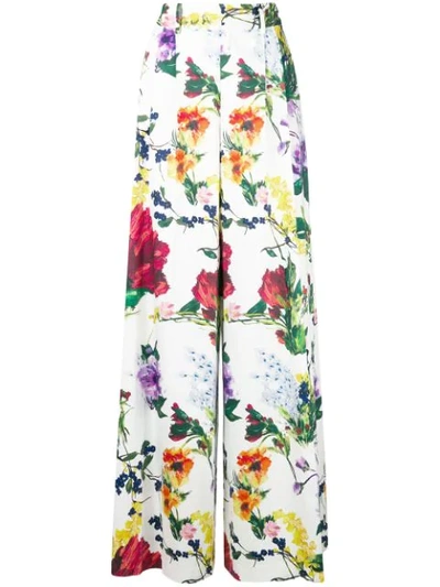 Alice And Olivia Dustin Super Flared Floral-print Cotton Pants In Multicoloured